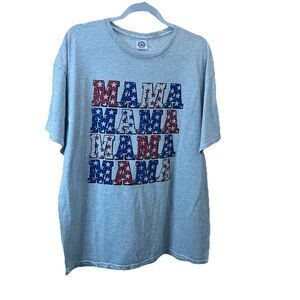 Delta Proweight Mama Mama Red White Blue Stars Graphic Tee Shirt Womens Size XL